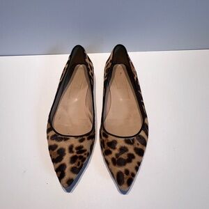 J. Crew Pointy, Leopard Pony Fur Flats